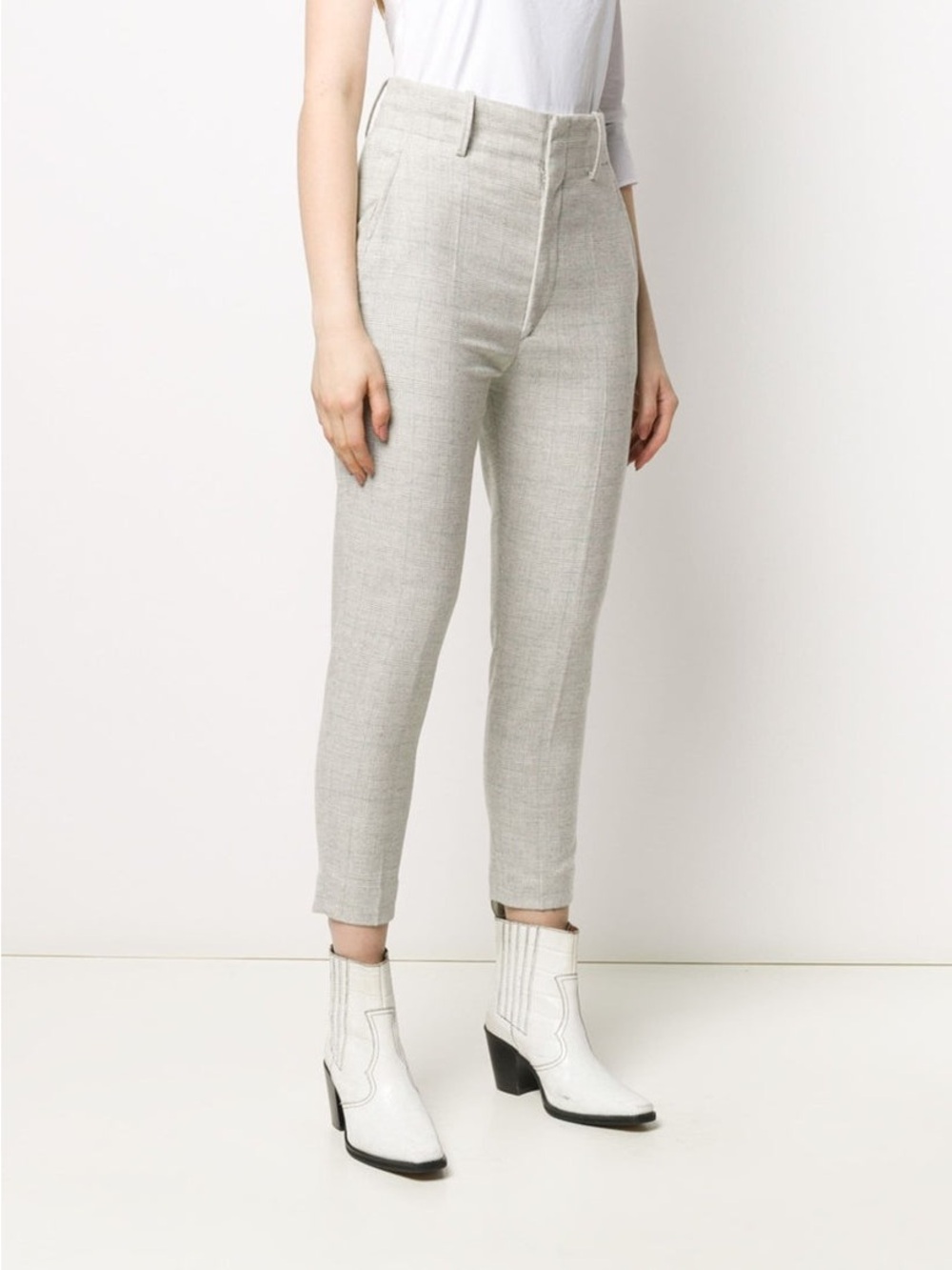 Isabel Marant Light Grey Checkered Tailored Trousers - Size 34 (US 2)